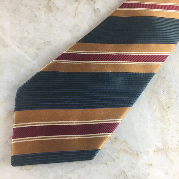 HENRY JACOBSON SILK BLEND REGIMENT STRIPE NECKTIE - Picture 4 of 15